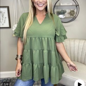 Zenana Tiered Ruffle Sleeve Top